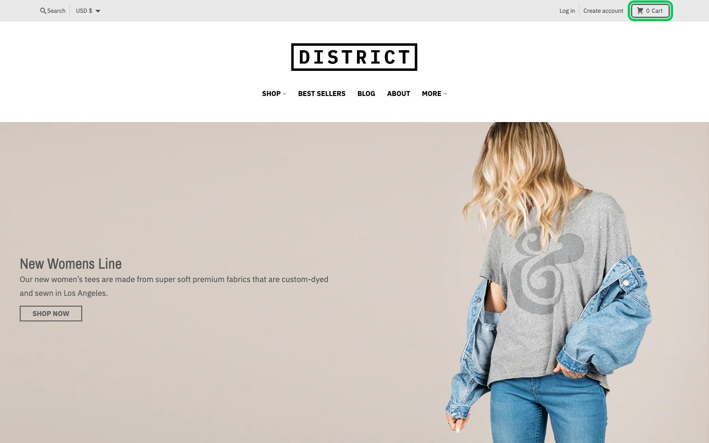 Cart → panel opened — Navi+ on the District Shopify theme