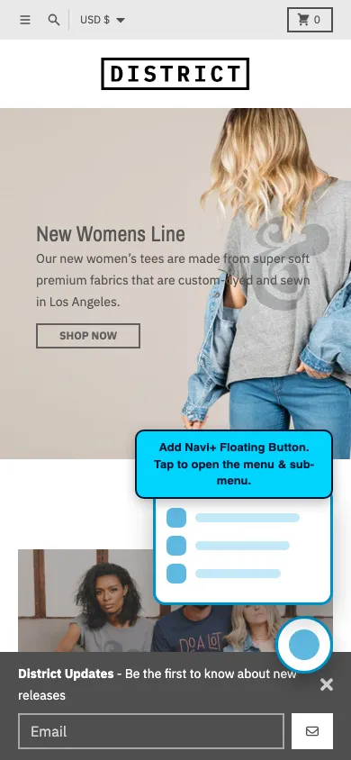 Navi+ FAB on the District Shopify theme Navi+ FAB on the District Shopify theme
