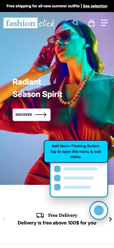 Navi+ FAB on the Divine Shopify theme Navi+ FAB on the Divine Shopify theme