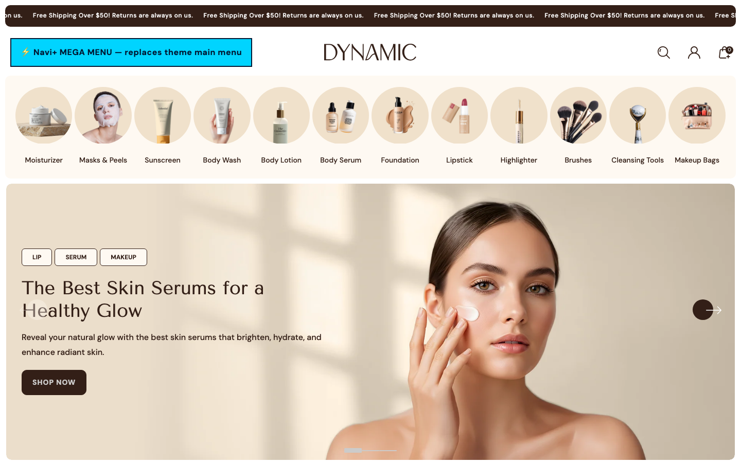 Replace main menu — Navi+ on the Dynamic Shopify theme Replace main menu — Navi+ on the Dynamic Shopify theme