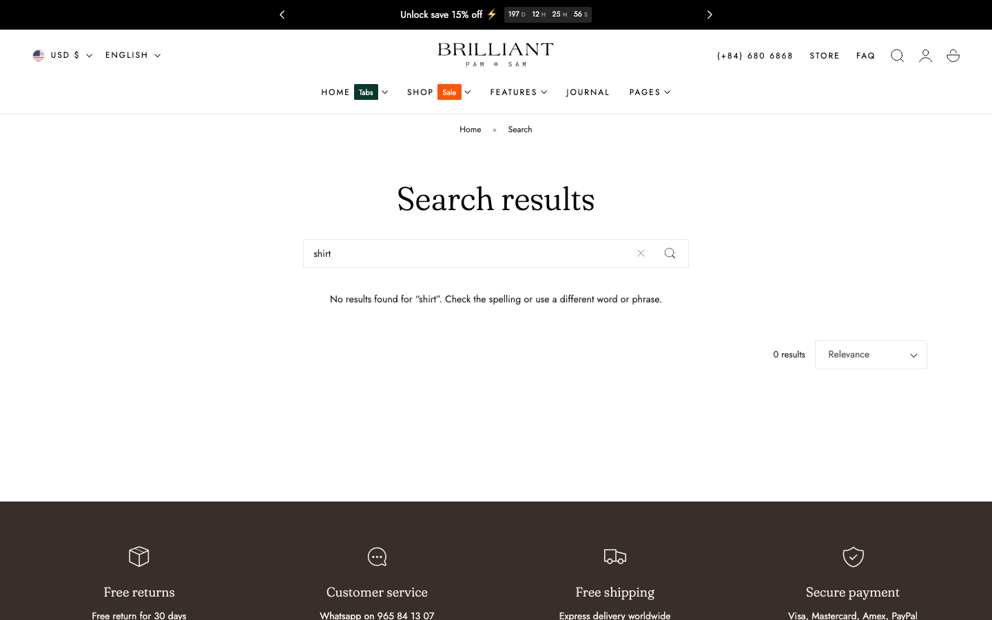 Search → panel opened — Navi+ on the Edge Shopify theme
