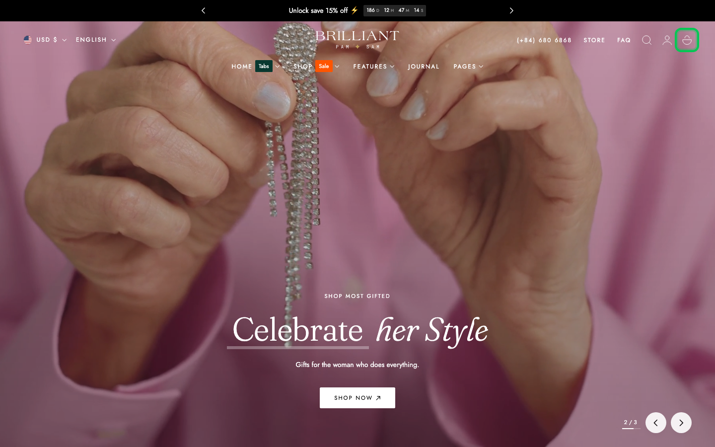 Cart → panel opened — Navi+ on the Edge Shopify theme