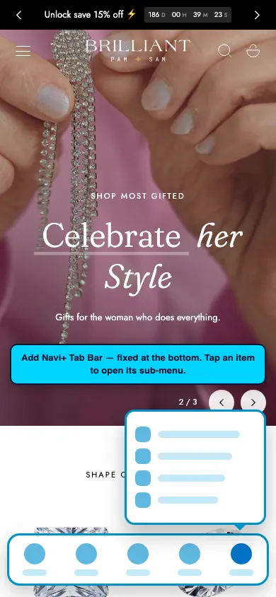 Navi+ Tab Bar on the Edge Shopify theme Navi+ Tab Bar on the Edge Shopify theme