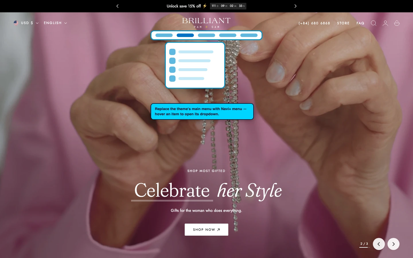 Navi+ Mega Menu replacing the desktop menu on the Edge Shopify theme Navi+ Mega Menu replacing the desktop menu on the Edge Shopify theme