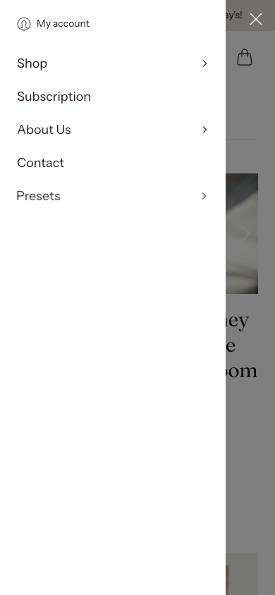Hamburger → panel opened — Navi+ on the Editions Shopify theme Hamburger → panel opened — Navi+ on the Editions Shopify theme
