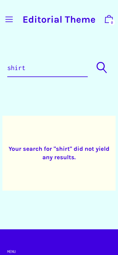 Search → panel opened — Navi+ on the Editorial Shopify theme
