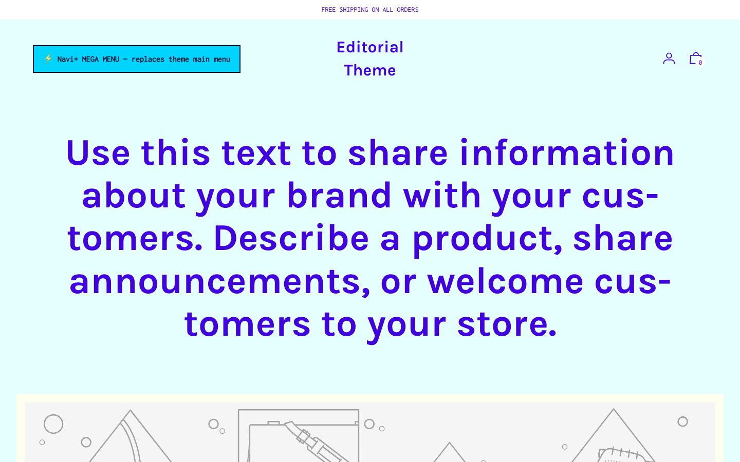 Replace main menu — Navi+ on the Editorial Shopify theme