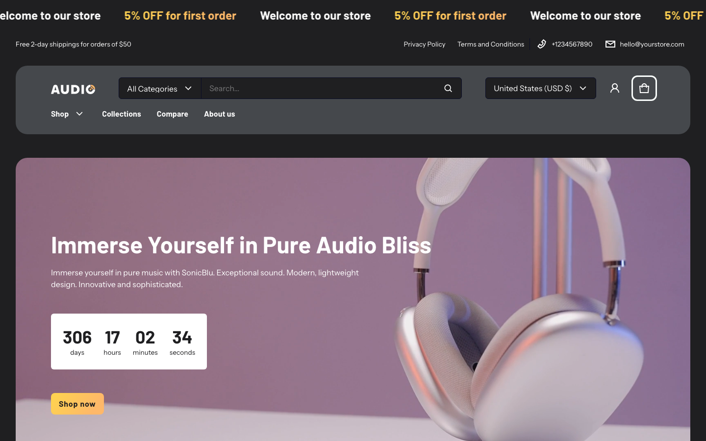 Cart → panel opened — Navi+ on the Electro Shopify theme