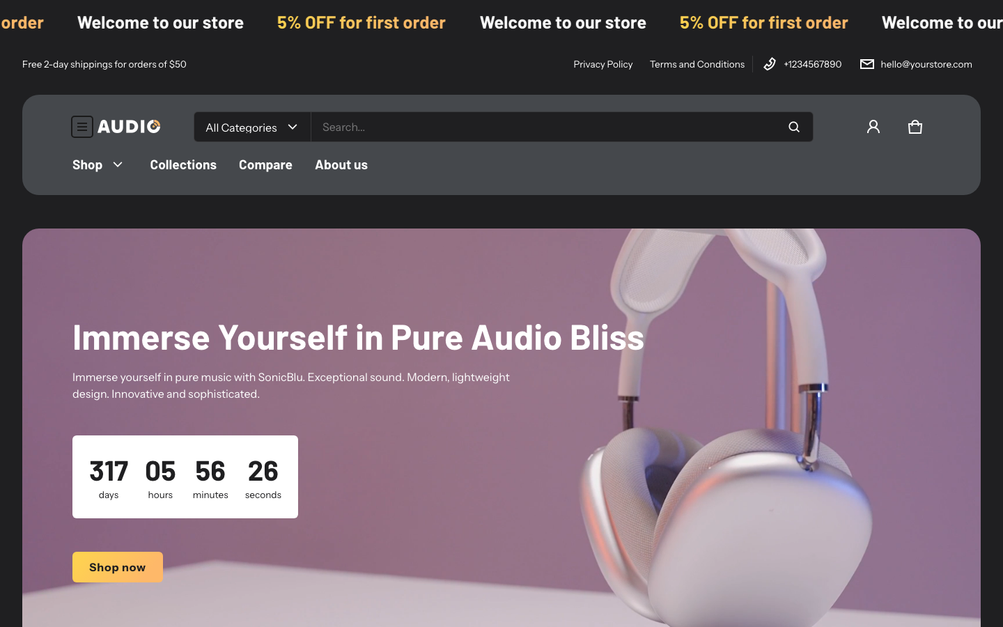 Icon before logo — Navi+ on the Electro Shopify theme