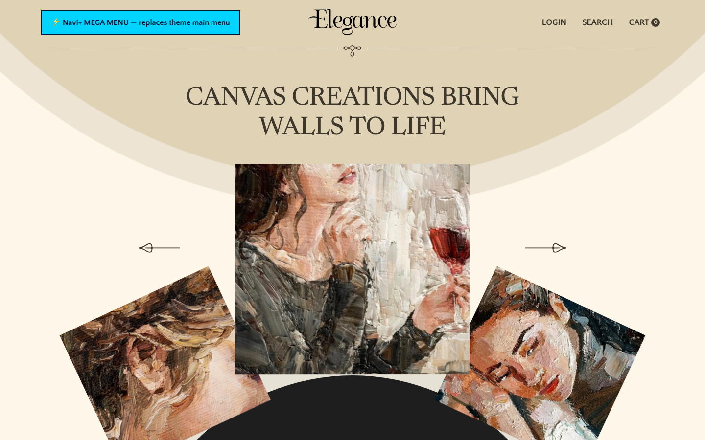Replace main menu — Navi+ on the Elegance Shopify theme Replace main menu — Navi+ on the Elegance Shopify theme