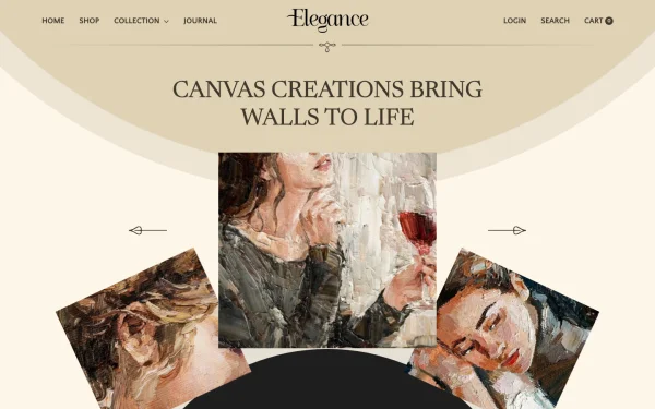 Full-page desktop screenshot of Shopify Elegance theme demo store