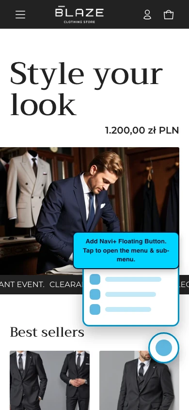 Navi+ FAB on the Elemento Shopify theme Navi+ FAB on the Elemento Shopify theme