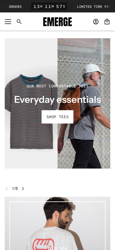 Hamburger → panel opened — Navi+ on the Emerge Shopify theme Hamburger → panel opened — Navi+ on the Emerge Shopify theme