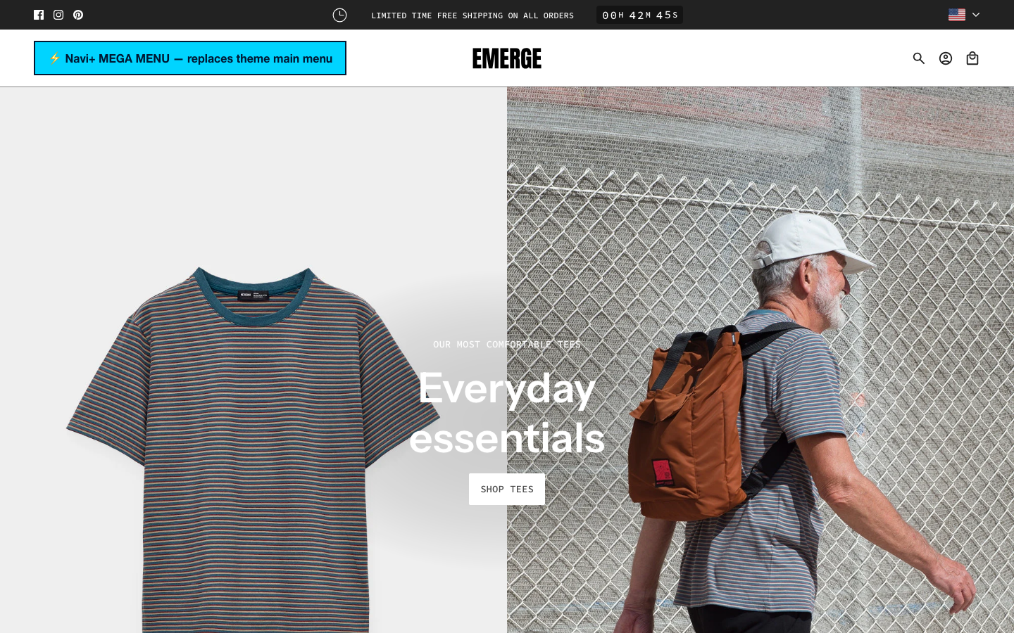 Replace main menu — Navi+ on the Emerge Shopify theme Replace main menu — Navi+ on the Emerge Shopify theme