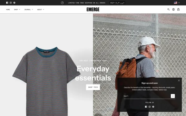 Navi+ menus on the Emerge Shopify theme — desktop preview