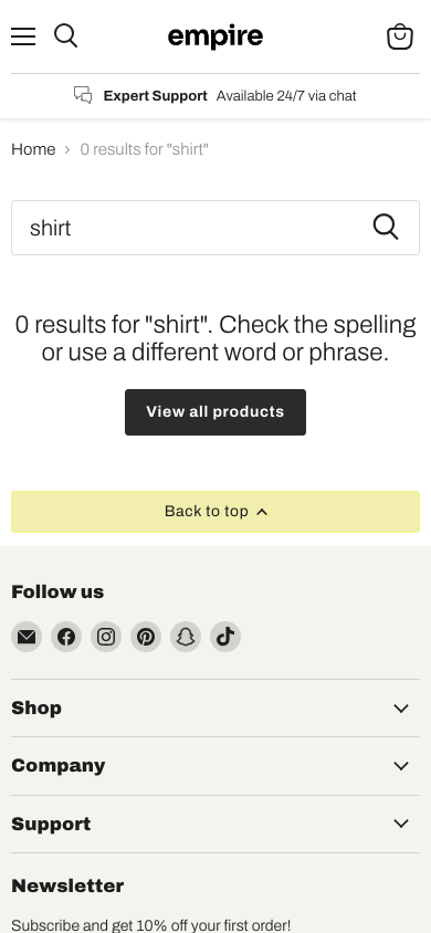 Search → panel opened — Navi+ on the Empire Shopify theme Search → panel opened — Navi+ on the Empire Shopify theme