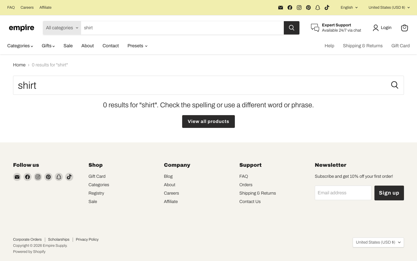Search → panel opened — Navi+ on the Empire Shopify theme Search → panel opened — Navi+ on the Empire Shopify theme