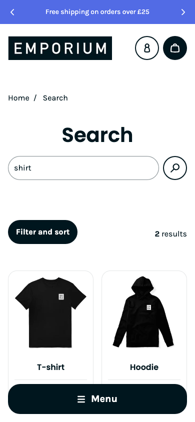 Search → panel opened — Navi+ on the Emporium Shopify theme