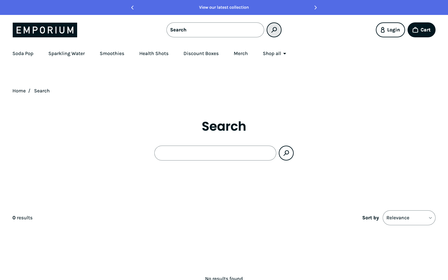 Search → panel opened — Navi+ on the Emporium Shopify theme