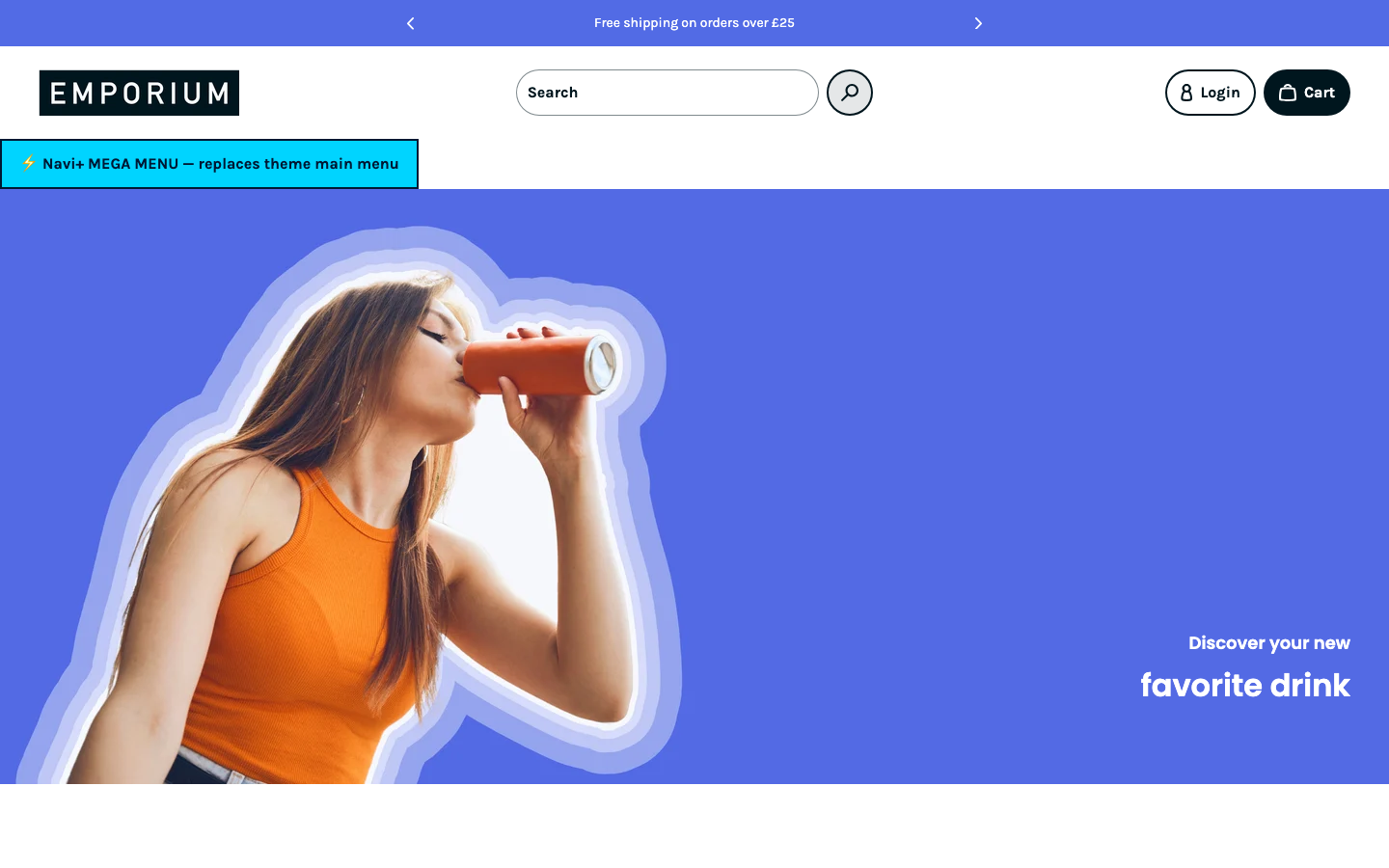 Replace main menu — Navi+ on the Emporium Shopify theme