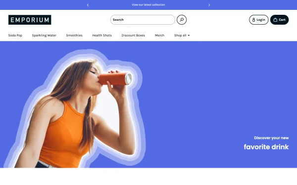 Full-page desktop screenshot of Shopify Emporium theme demo store