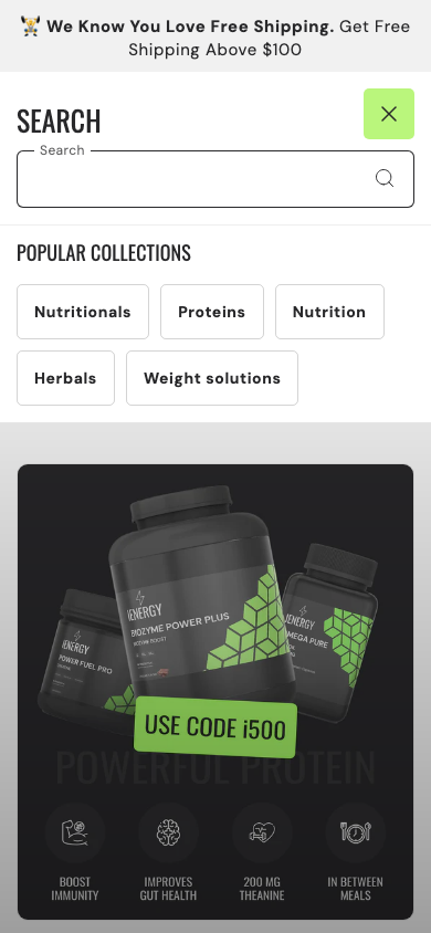 Search → panel opened — Navi+ on the Energy Shopify theme Search → panel opened — Navi+ on the Energy Shopify theme