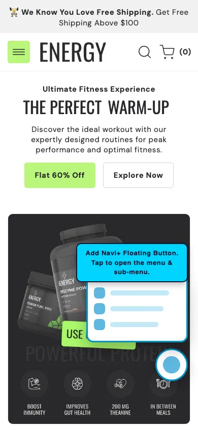 Navi+ FAB on the Energy Shopify theme Navi+ FAB on the Energy Shopify theme