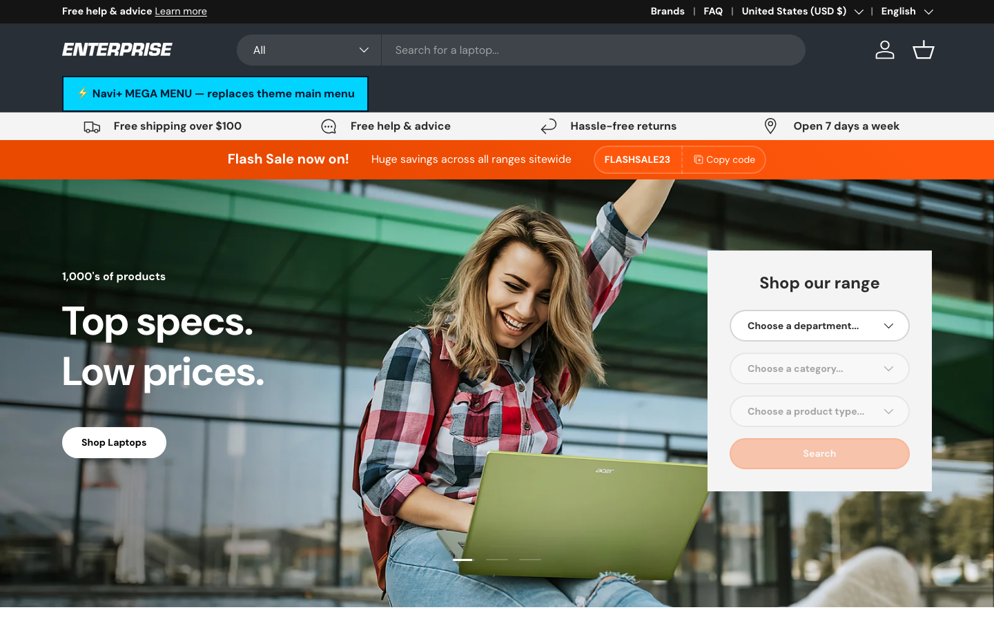 Replace main menu — Navi+ on the Enterprise Shopify theme Replace main menu — Navi+ on the Enterprise Shopify theme