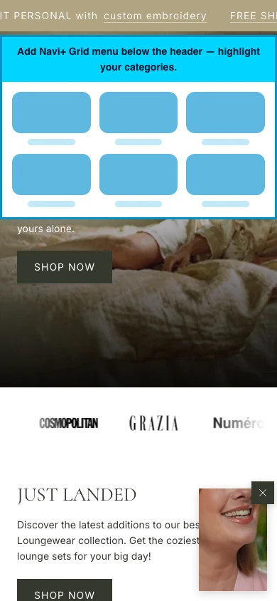 Navi+ Grid Menu on the Envy Shopify theme Navi+ Grid Menu on the Envy Shopify theme