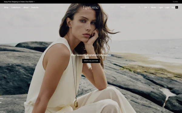 Full-page desktop screenshot of Shopify Epitome theme demo store