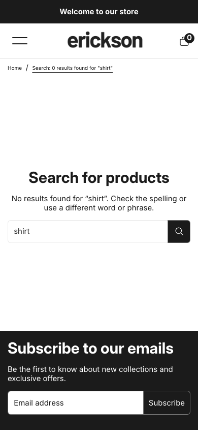 Search → panel opened — Navi+ on the Erickson Shopify theme Search → panel opened — Navi+ on the Erickson Shopify theme