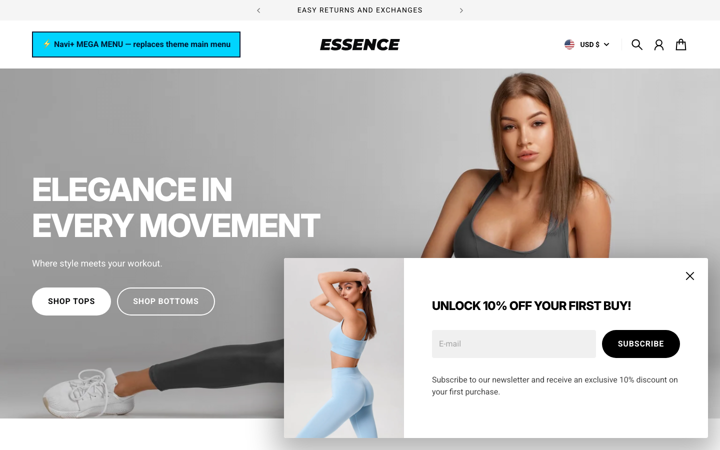 Replace main menu — Navi+ on the Essence Shopify theme Replace main menu — Navi+ on the Essence Shopify theme