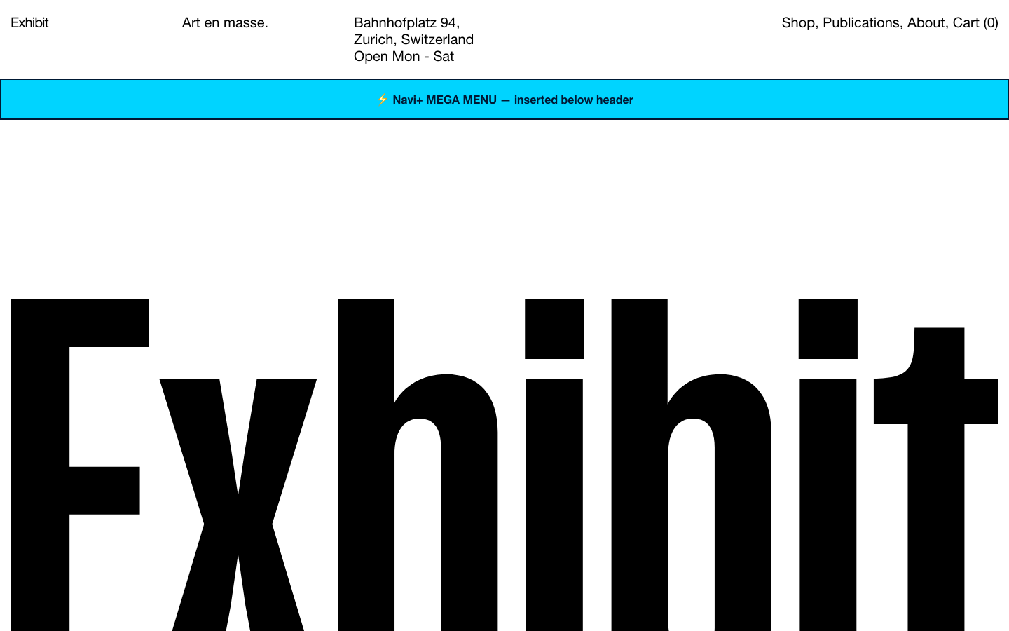Menu inserted below header — Navi+ on the Exhibit Shopify theme Menu inserted below header — Navi+ on the Exhibit Shopify theme
