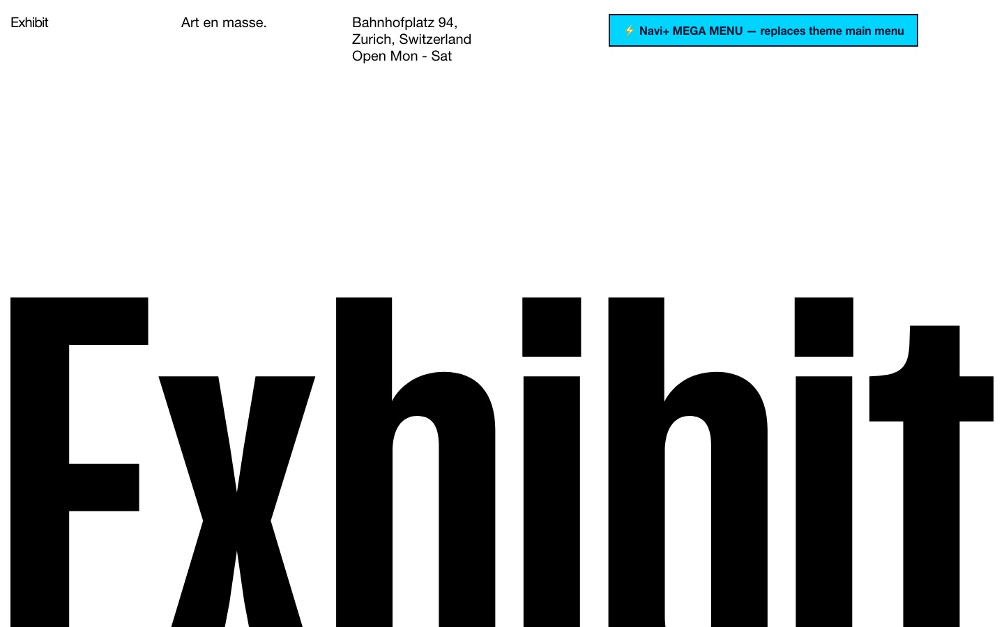 Replace main menu — Navi+ on the Exhibit Shopify theme Replace main menu — Navi+ on the Exhibit Shopify theme