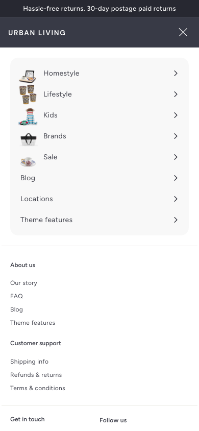 Hamburger → panel opened — Navi+ on the Expanse Shopify theme Hamburger → panel opened — Navi+ on the Expanse Shopify theme