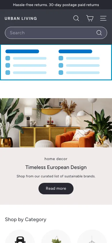 Navi+ mobile Mega Menu on the Expanse Shopify theme Navi+ mobile Mega Menu on the Expanse Shopify theme