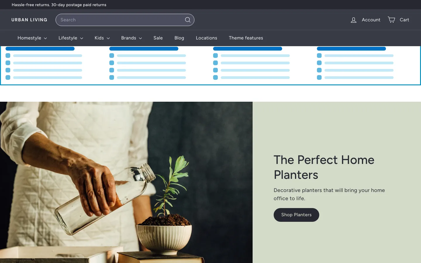 Navi+ Mega Menu inserted below the header on the Expanse Shopify theme Navi+ Mega Menu inserted below the header on the Expanse Shopify theme