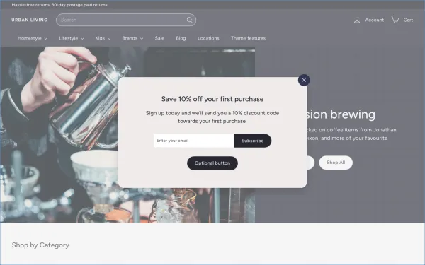 Full-page desktop screenshot of Shopify Expanse theme demo store