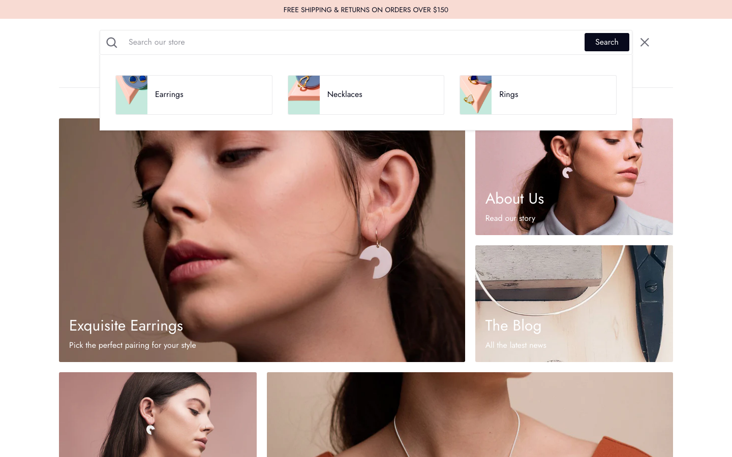 Search → panel opened — Navi+ on the Expression Shopify theme