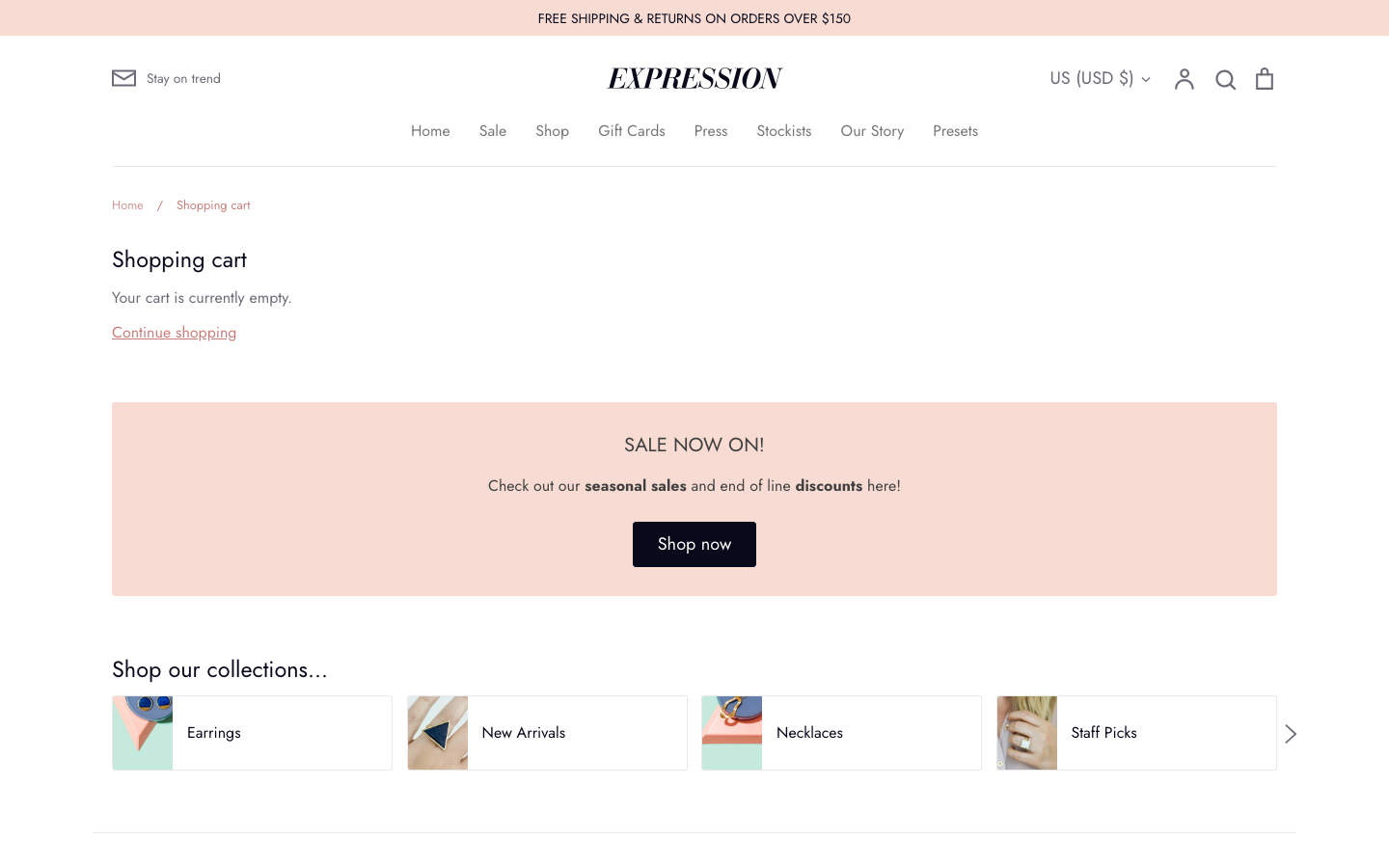 Cart → panel opened — Navi+ on the Expression Shopify theme