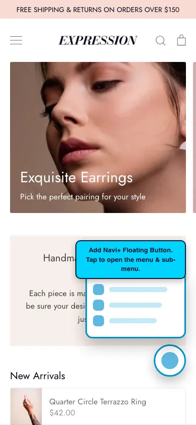 Navi+ FAB on the Expression Shopify theme Navi+ FAB on the Expression Shopify theme