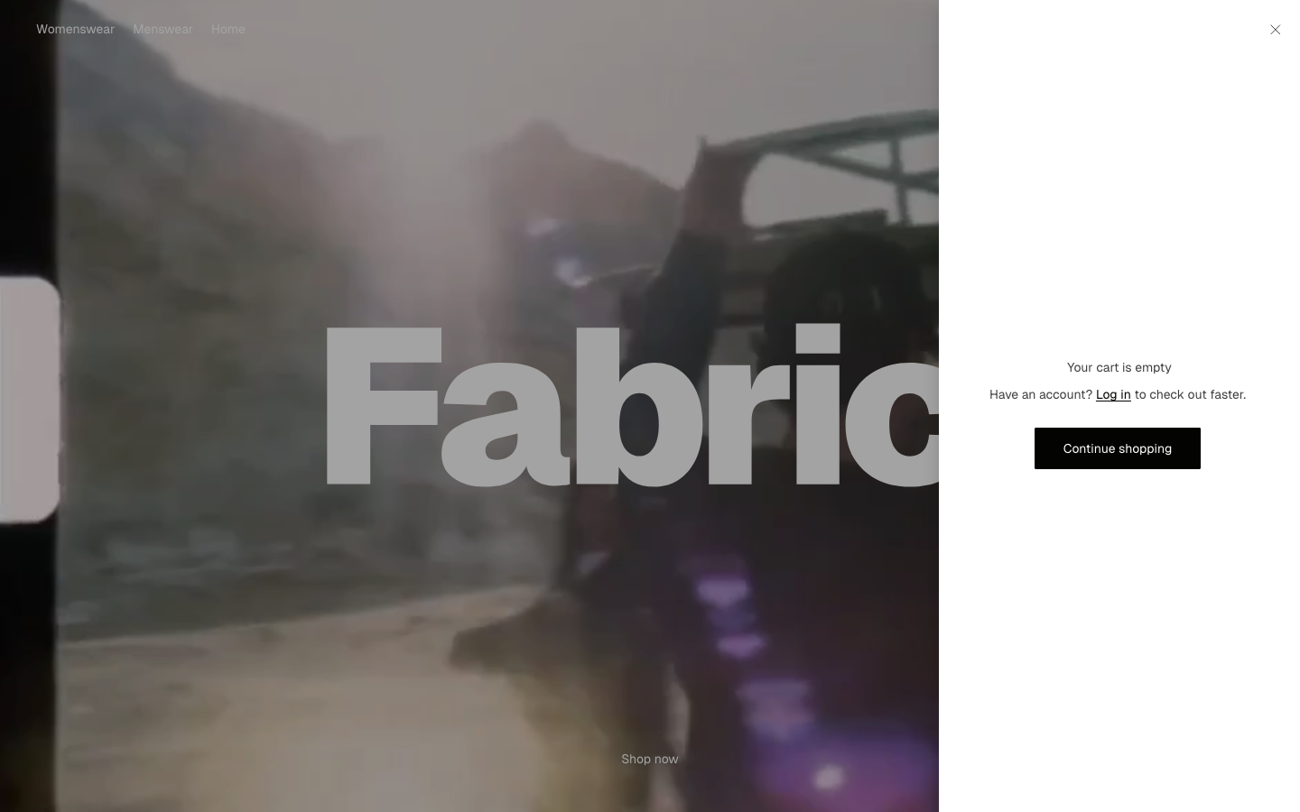 Cart → panel opened — Navi+ on the Fabric Shopify theme
