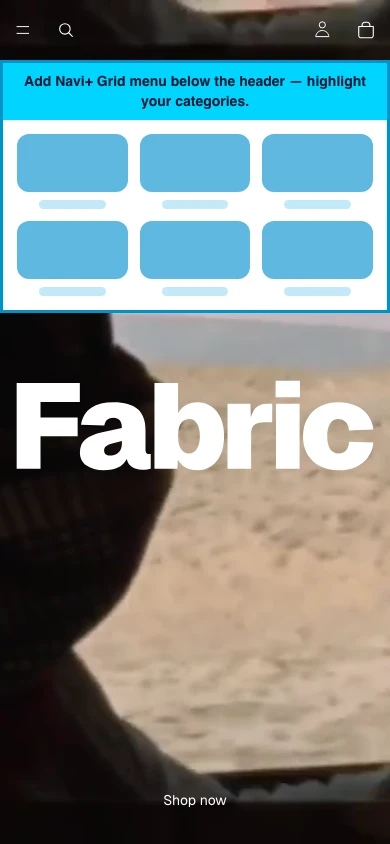Navi+ Grid Menu on the Fabric Shopify theme