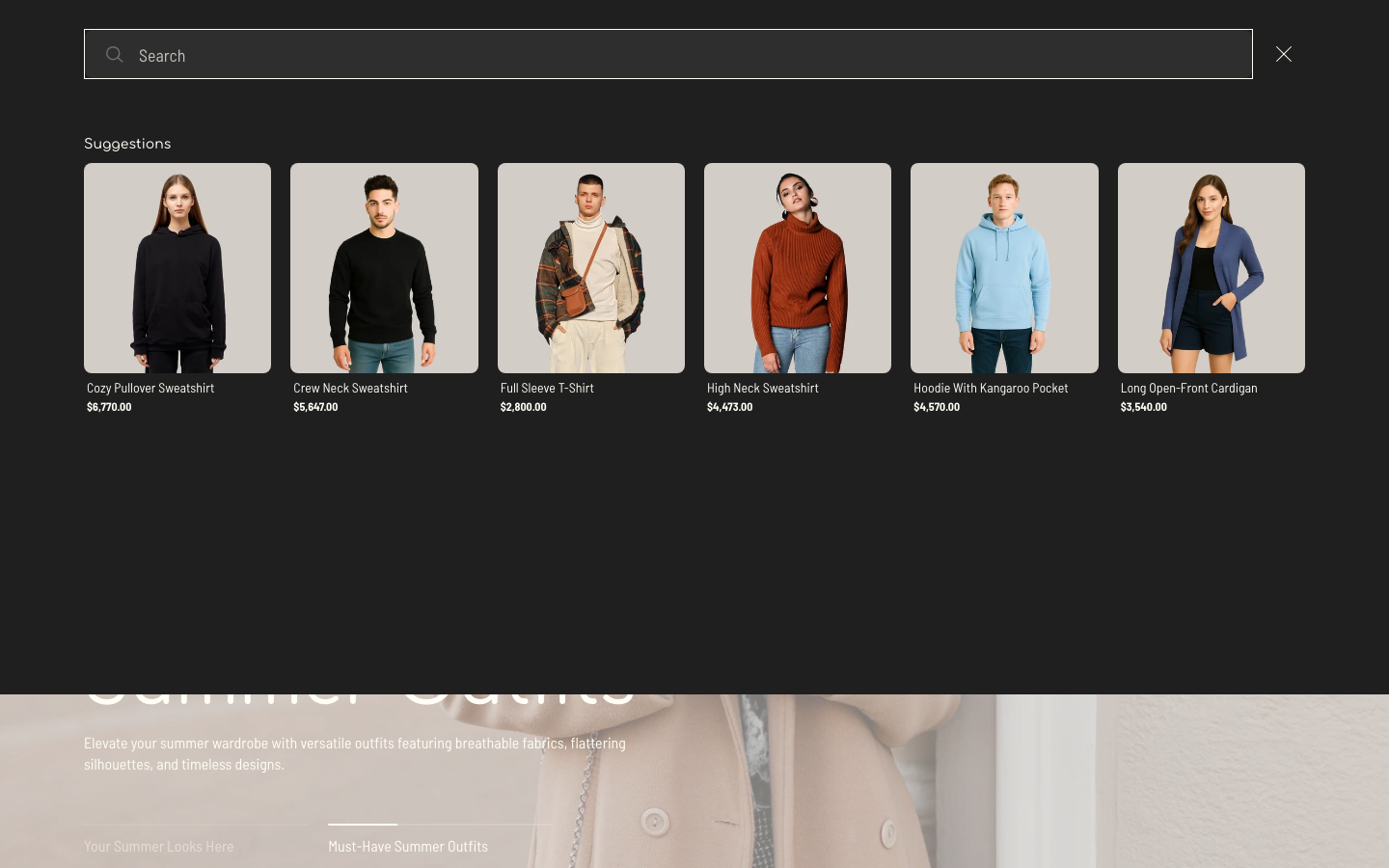 Search → panel opened — Navi+ on the Fame Shopify theme Search → panel opened — Navi+ on the Fame Shopify theme