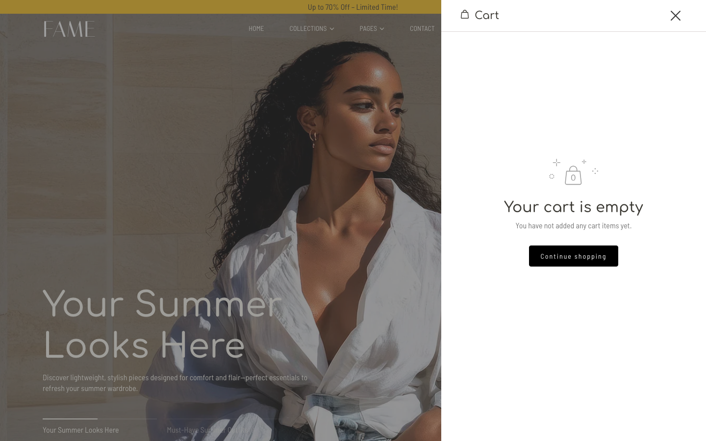 Cart → panel opened — Navi+ on the Fame Shopify theme Cart → panel opened — Navi+ on the Fame Shopify theme