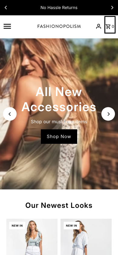 Cart → panel opened — Navi+ on the Fashionopolism Shopify theme
