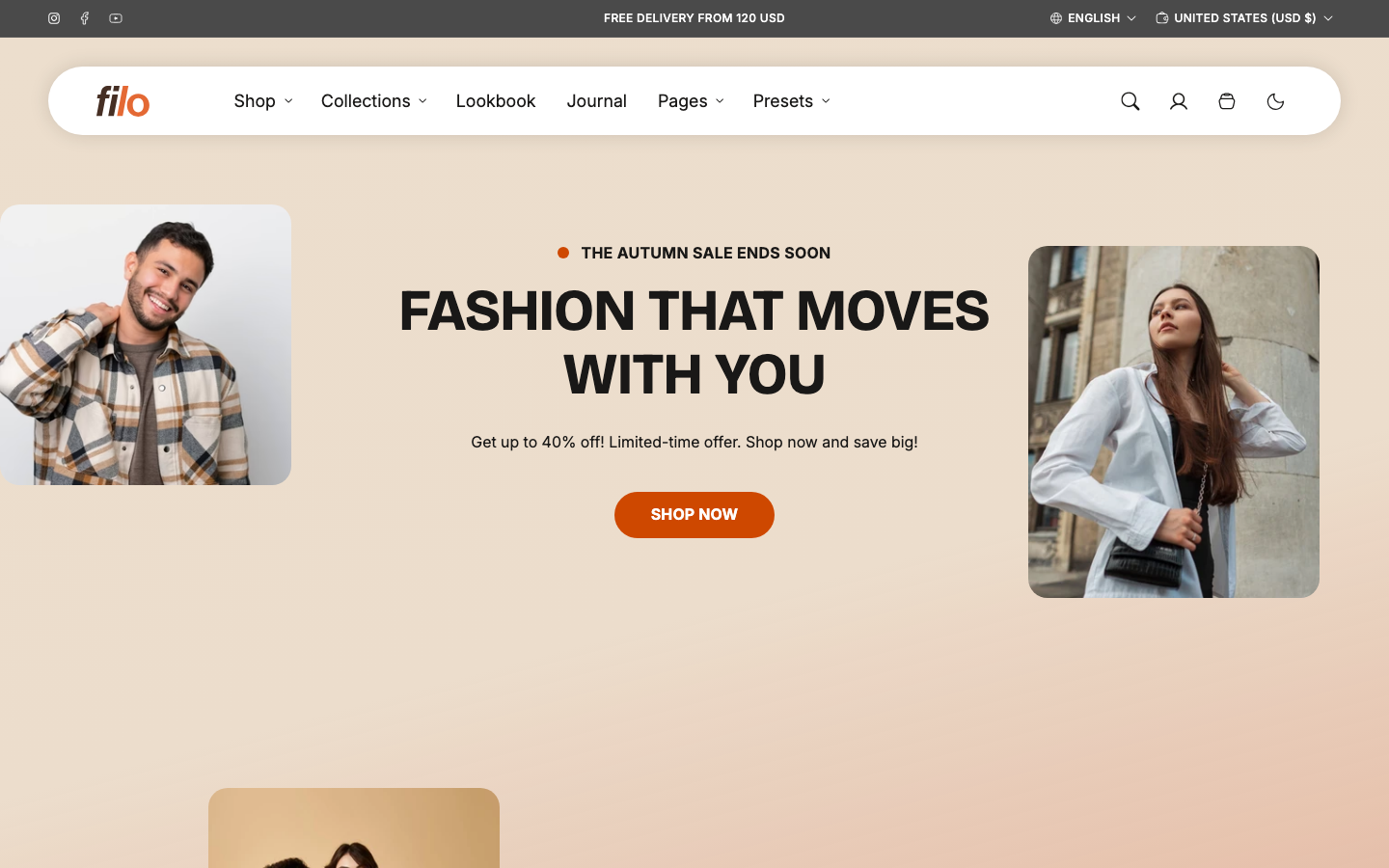 Replace main menu — Navi+ on the Filo Shopify theme