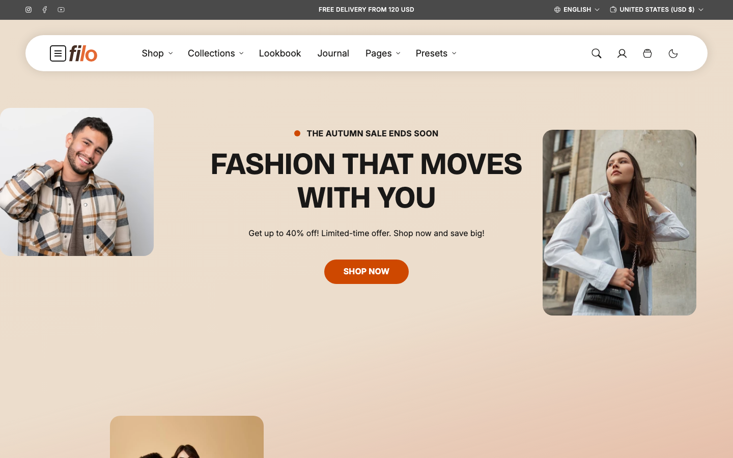 Icon before logo — Navi+ on the Filo Shopify theme