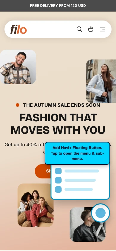 Navi+ FAB on the Filo Shopify theme