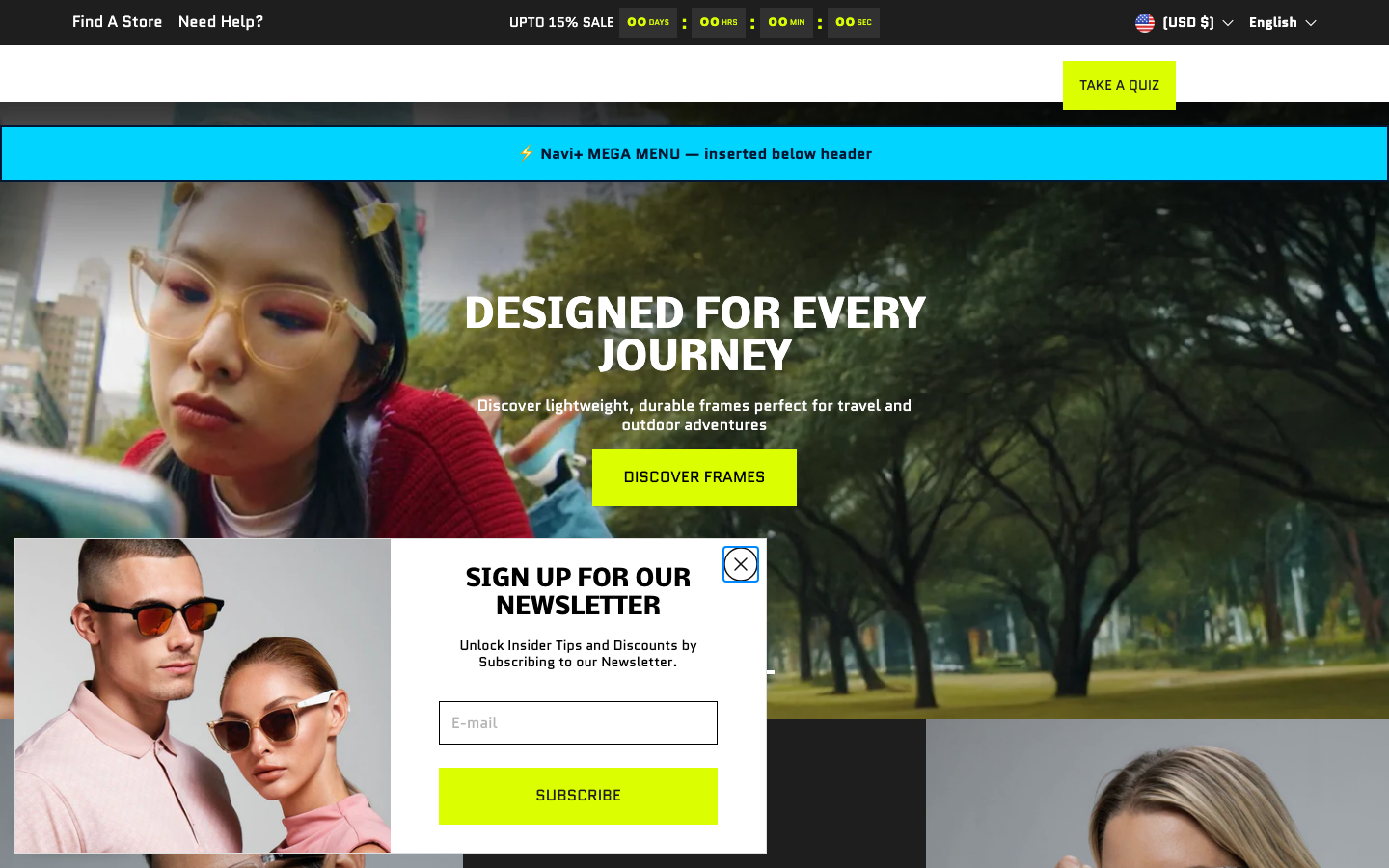 Menu inserted below header — Navi+ on the Flawless Shopify theme Menu inserted below header — Navi+ on the Flawless Shopify theme